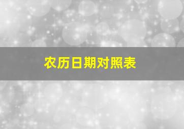 农历日期对照表