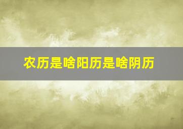 农历是啥阳历是啥阴历