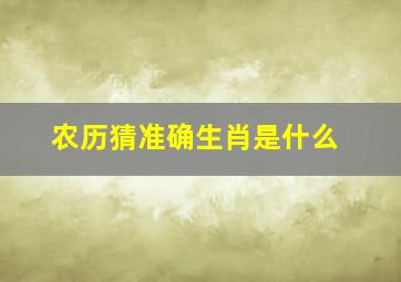 农历猜准确生肖是什么