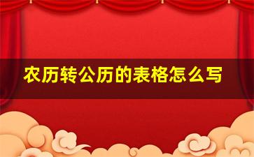 农历转公历的表格怎么写