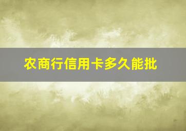 农商行信用卡多久能批