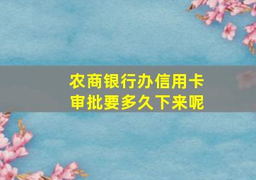 农商银行办信用卡审批要多久下来呢