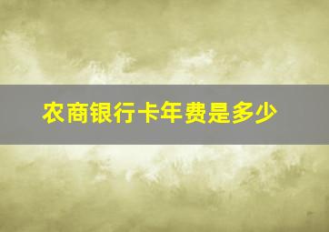 农商银行卡年费是多少