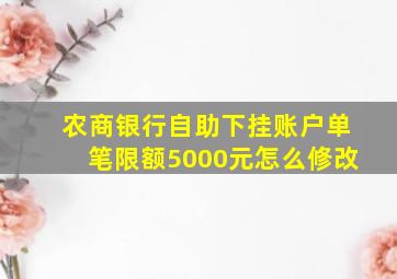 农商银行自助下挂账户单笔限额5000元怎么修改