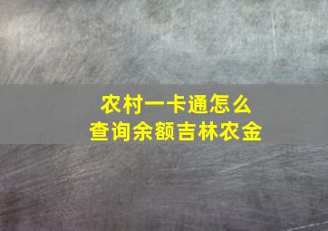 农村一卡通怎么查询余额吉林农金