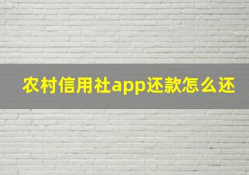 农村信用社app还款怎么还