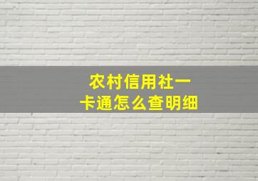 农村信用社一卡通怎么查明细