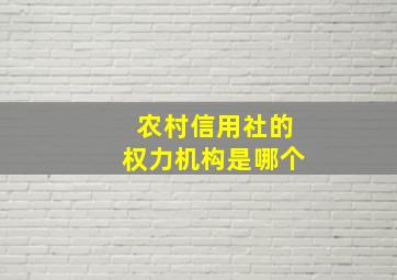 农村信用社的权力机构是哪个