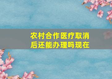 农村合作医疗取消后还能办理吗现在