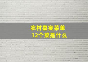 农村喜宴菜单12个菜是什么