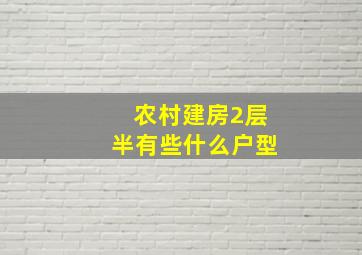 农村建房2层半有些什么户型