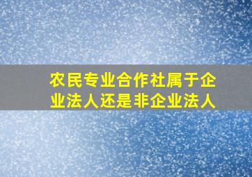 农民专业合作社属于企业法人还是非企业法人