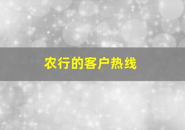 农行的客户热线