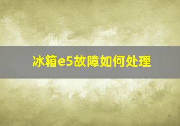 冰箱e5故障如何处理