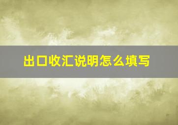 出口收汇说明怎么填写