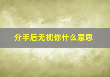 分手后无视你什么意思