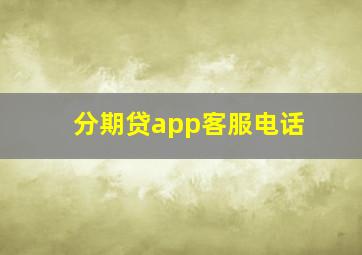 分期贷app客服电话