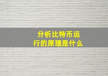 分析比特币运行的原理是什么