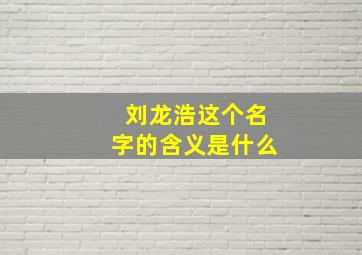 刘龙浩这个名字的含义是什么