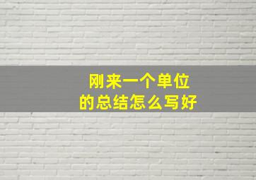 刚来一个单位的总结怎么写好