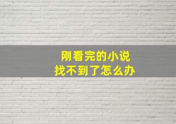 刚看完的小说找不到了怎么办