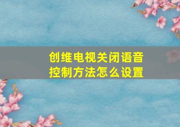 创维电视关闭语音控制方法怎么设置