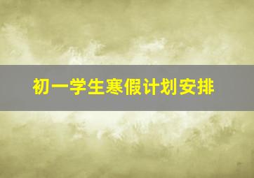 初一学生寒假计划安排