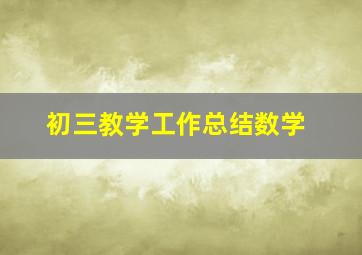 初三教学工作总结数学