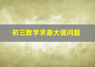 初三数学求最大值问题