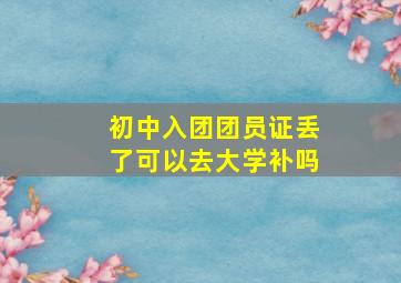 初中入团团员证丢了可以去大学补吗