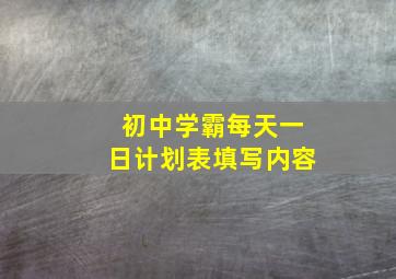 初中学霸每天一日计划表填写内容