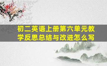 初二英语上册第六单元教学反思总结与改进怎么写