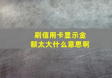 刷信用卡显示金额太大什么意思啊