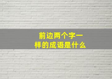 前边两个字一样的成语是什么