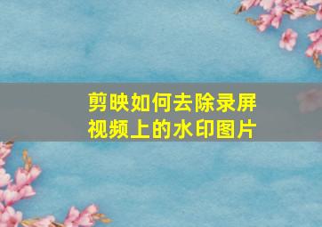 剪映如何去除录屏视频上的水印图片