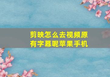 剪映怎么去视频原有字幕呢苹果手机