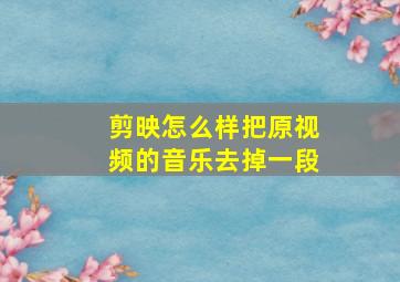 剪映怎么样把原视频的音乐去掉一段