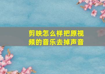 剪映怎么样把原视频的音乐去掉声音