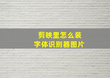 剪映里怎么装字体识别器图片