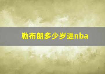 勒布朗多少岁进nba