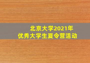 北京大学2021年优秀大学生夏令营活动