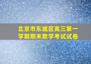 北京市东城区高三第一学期期末数学考试试卷