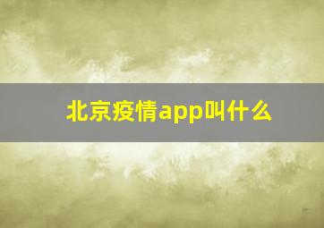 北京疫情app叫什么