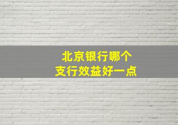 北京银行哪个支行效益好一点