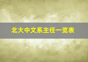 北大中文系主任一览表