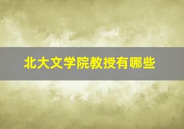 北大文学院教授有哪些