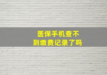 医保手机查不到缴费记录了吗