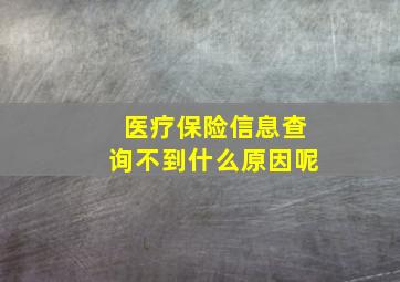 医疗保险信息查询不到什么原因呢