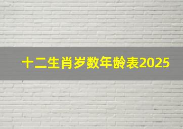 十二生肖岁数年龄表2025