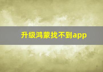 升级鸿蒙找不到app